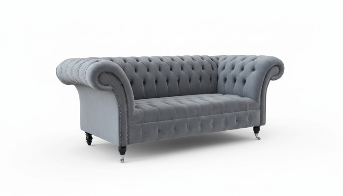Sofa Chesterfield 3 miejsce do siedzenia Luksusowa kanapa Sofy do salonu Sofa z szarej tkaniny