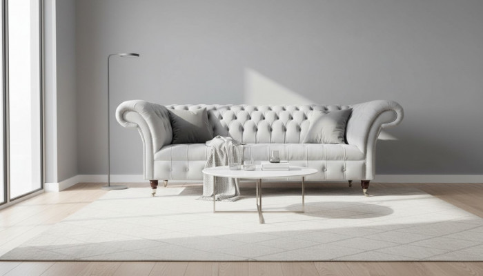 Chesterfield Włókienniczy Sofa Couch 3 miejsce do siedzenia Podkładka Siedziba Szare Sofy Big Nowe