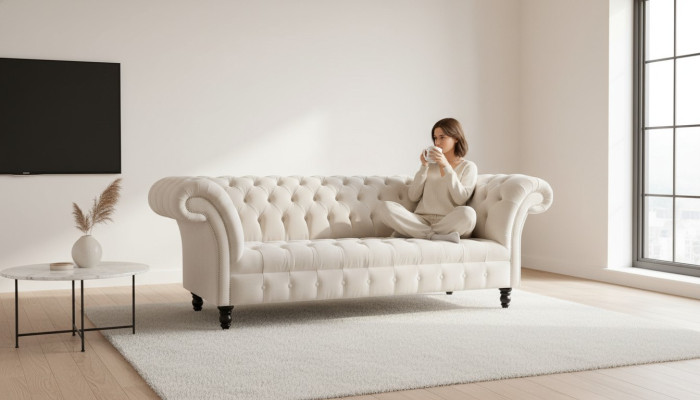 Sofa 3 miejsce do siedzenia Sofy Kanapa Podkładka Nowoczesna sofa materiałowa Siedziba trzyosobowa Nowość