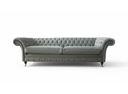 Sofa 4 miejsce do siedzenia Kanapa Chesterfield Podkładka Siedziba Włókienniczy Grey Living Room