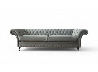 Sofa 4 miejsce do siedzenia Kanapa Chesterfield Podkładka Siedziba Włókienniczy Grey Living Room