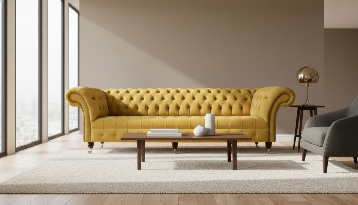 Chesterfield Włókienniczy Podkładka Luxury Sofa Design Couch Sofa 4 miejsce do siedzenia Nowość