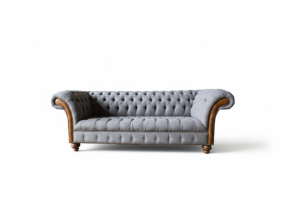 Sofa materiałowa Chesterfield Luksusowa sofa Podkładka Kanapa Siedziba Szara Włókienniczy