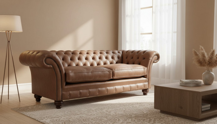 Chesterfield Sofa Design Luxury Skóra Podkładka Classic Sofa 3 miejsce do siedzenia