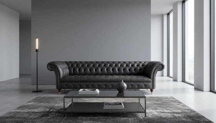 Luksusowa czteroosobowa sofa 4 miejsce do siedzenia w salonie Chesterfield English materiał design