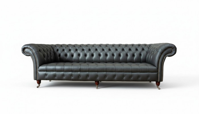 Luksusowa czteroosobowa sofa 4 miejsce do siedzenia w salonie Chesterfield English materiał design