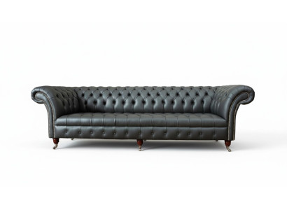 Luksusowa czteroosobowa sofa 4 miejsce do siedzenia w salonie Chesterfield English materiał design