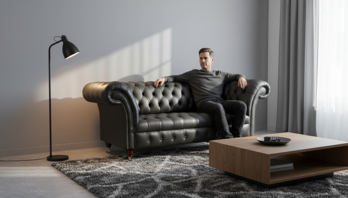 Skórzana Sofa Chesterfield Podkładka 2 miejsce do siedzenia Designerskie Sofy Kanapy