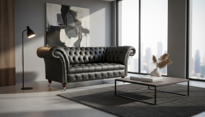 Skórzana Sofa Chesterfield Podkładka 2 miejsce do siedzenia Designerskie Sofy Kanapy