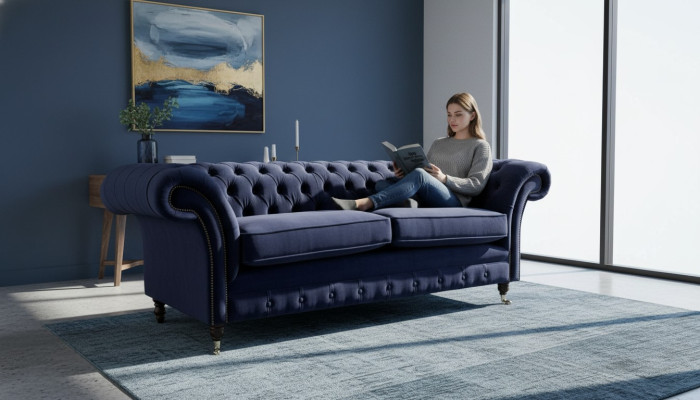 Kanapa Trzyosobowa Chesterfield Podkładka Design Sofa 3-osobowa Siedziba Sofy Meble