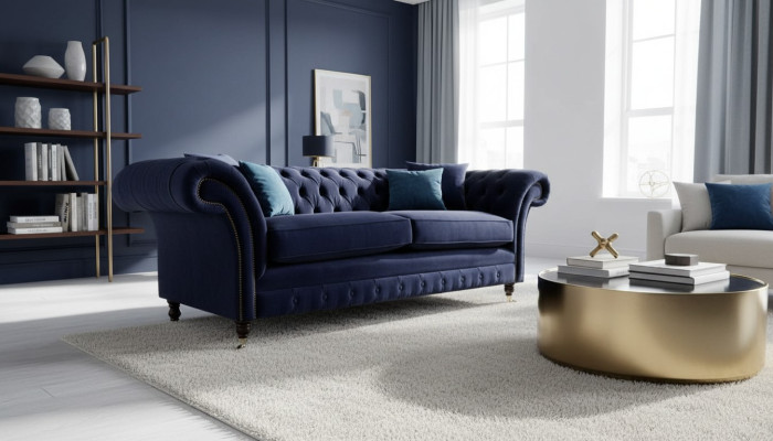 Kanapa Trzyosobowa Chesterfield Podkładka Design Sofa 3-osobowa Siedziba Sofy Meble