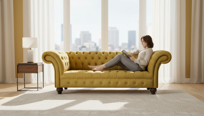 Sofa 3 miejsce do siedzenia Sofy Siedziba Kanapa Podkładka Chesterfield Couches Trzyosobowa Włókienniczy