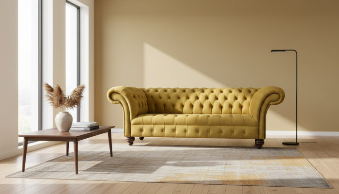 Sofa 3 miejsce do siedzenia Sofy Siedziba Kanapa Podkładka Chesterfield Couches Trzyosobowa Włókienniczy