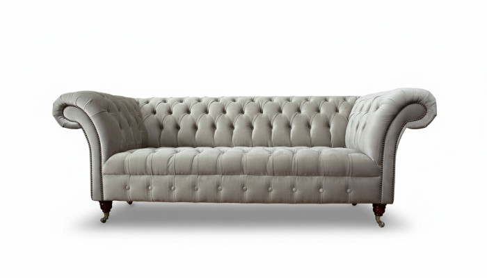 Sofa Chesterfield 3 Siedziba Podkładka Kanapy Sofy Kanapa Trzyosobowa Szara Nowa