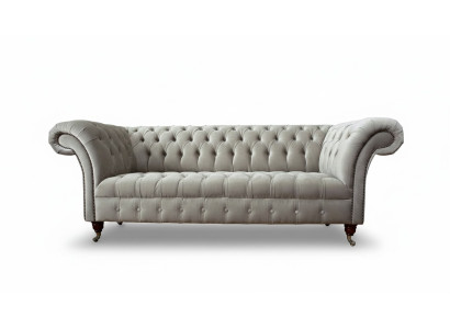 Sofa Chesterfield 3 Siedziba Podkładka Kanapy Sofy Kanapa Trzyosobowa Szara Nowa