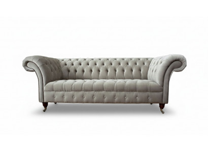 Sofa Chesterfield 3 Siedziba Podkładka Kanapy Sofy Kanapa Trzyosobowa Szara Nowa