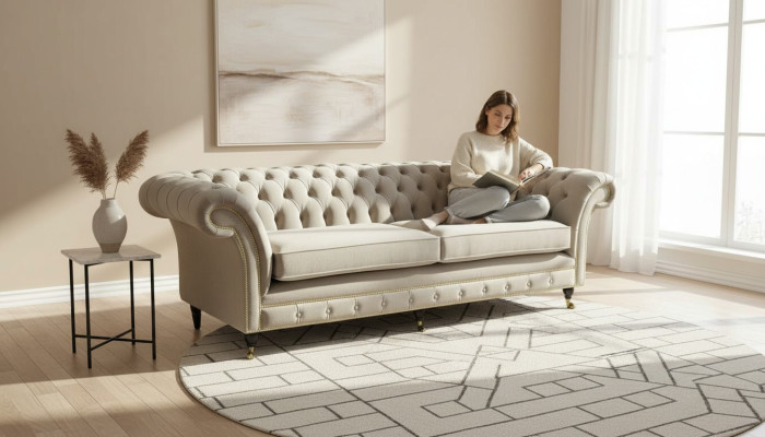 Kanapa Sofa Podkładka 3 miejsce do siedzenia Kanapy Siedziba Sofy Trzymiejscowe Chesterfield