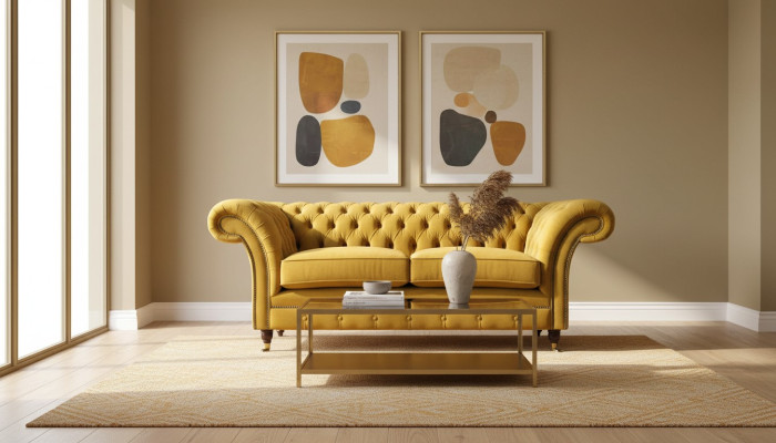 Sofa 2 miejsce do siedzenia Kanapa Podkładka Sofa Włókienniczy Materiał Chesterfield Kanapy Nowa
