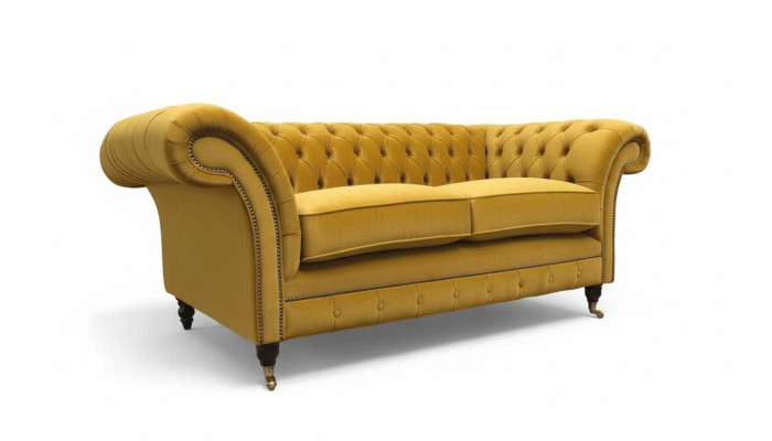 Sofa 2 miejsce do siedzenia Kanapa Podkładka Sofa Włókienniczy Materiał Chesterfield Kanapy Nowa