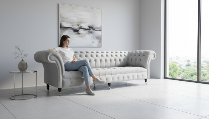 Chesterfield Sofa 4 miejsce do siedzenia Designerskie kanapy Kanapa Materiał Podkładka Włókienniczy
