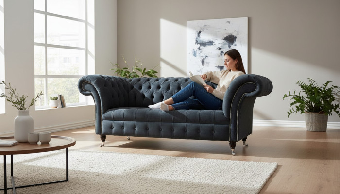 Sofa 2 miejsce do siedzenia Couch Design Chesterfield Siedziba Luxury Włókienniczy Podkładka Nowość