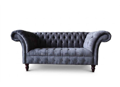 Sofa 2 miejsce do siedzenia Couch Design Podkładka Włókienniczy Materiał Szary Chesterfield Nowa