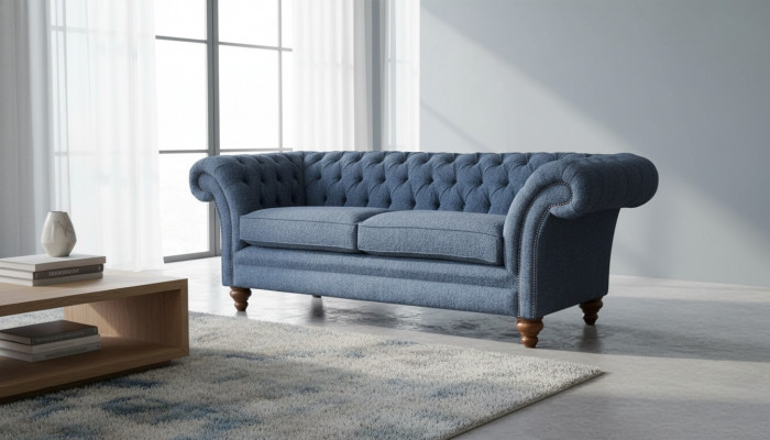 Angielska Sofa Chesterfield Kanapa Meble Biurowe Trzyosobowa Sofa Aksamit 230cm