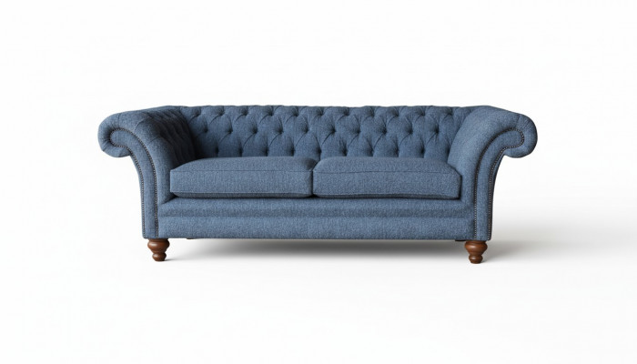 Angielska Sofa Chesterfield Kanapa Meble Biurowe Trzyosobowa Sofa Aksamit 230cm