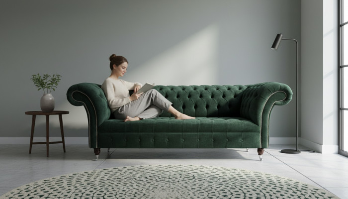 Luksusowa trzyosobowa zielona sofa 3 miejsce do siedzenia Siedziba Design Meble Couches