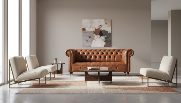 Sofa Chesterfield 3 Siedziba Podkładka Kanapy Sofy Kanapa Trzyosobowa Brązowa
