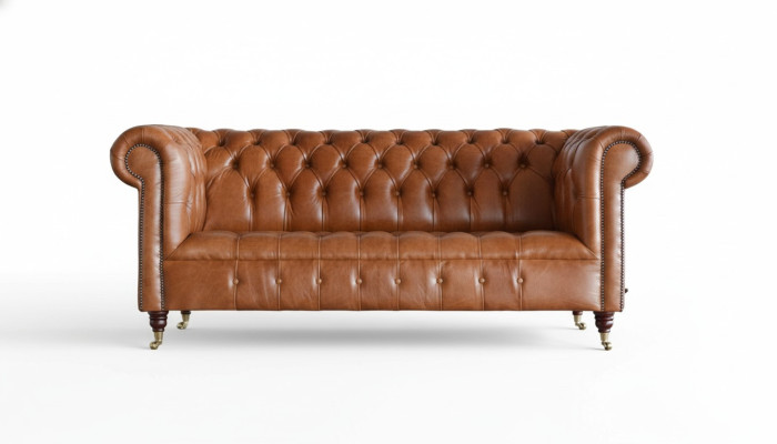 Sofa Chesterfield 3 Siedziba Podkładka Kanapy Sofy Kanapa Trzyosobowa Brązowa