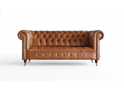 Sofa Chesterfield 3 Siedziba Podkładka Kanapy Sofy Kanapa Trzyosobowa Brązowa