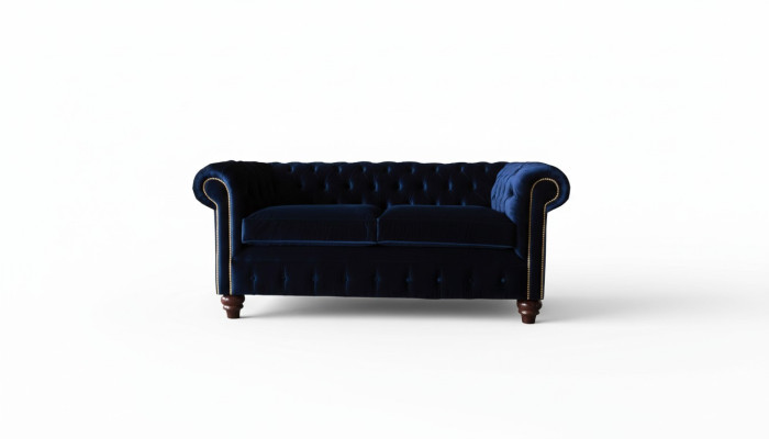Sofa kanapa niebieska Chesterfield w stylu angielskim klasycznym 3 Siedziba Podkładka 230cm