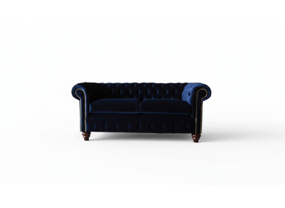 Sofa kanapa niebieska Chesterfield w stylu angielskim klasycznym 3 Siedziba Podkładka 230cm