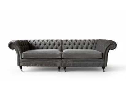 Sofa czteroosobowa Chesterfield 4 miejsce do siedzenia Sofy Materiał Poliester Szare Meble
