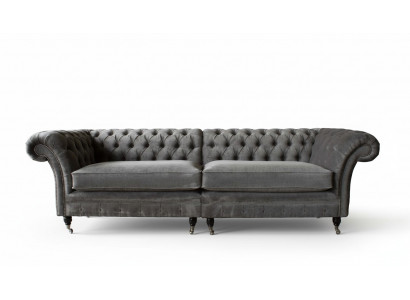 Sofa czteroosobowa Chesterfield 4 miejsce do siedzenia Sofy Materiał Poliester Szare Meble