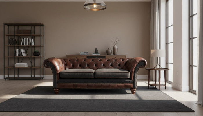 Sofa kanapa Brown Chesterfield w stylu angielskim klasycznym 3 Siedziba Podkładka 230cm