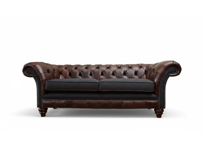 Sofa kanapa Brown Chesterfield w stylu angielskim klasycznym 3 Siedziba Podkładka 230cm