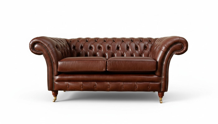 Kanapa Chesterfield Podkładka Skóra Sofy Kanapy Brązowa Dwumiejscowa Nowa
