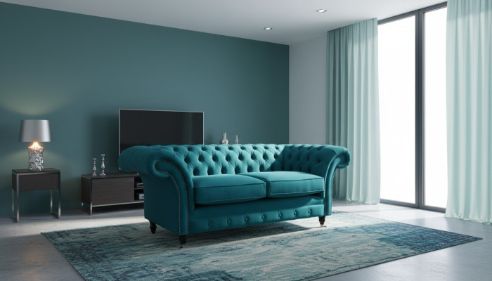 Chesterfield 2 miejsce do siedzenia Kanapa Podkładka Siedziba Włókienniczy Materiał Kanapy Sofa Nowość