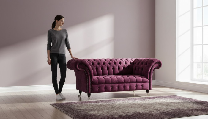 Sofa Luxury Włókienniczy Chesterfield Couch Sofy Podkładka 2 miejsce do siedzenia Pink Design