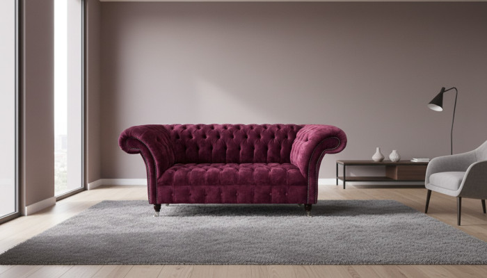Sofa Luxury Włókienniczy Chesterfield Couch Sofy Podkładka 2 miejsce do siedzenia Pink Design