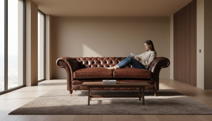 Sofa 3 miejsce do siedzenia Kanapa Podkładka Sofy Kanapy Salon Chesterfield Skóra