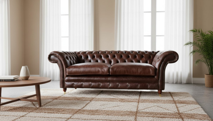 Sofa 3 miejsce do siedzenia Kanapa Podkładka Sofy Kanapy Salon Chesterfield Skóra