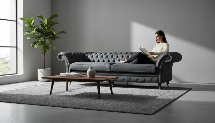 Design Sofa 4 miejsce do siedzenia Sofa Włókienniczy Podkładka Klasyczne Sofy Chesterfield