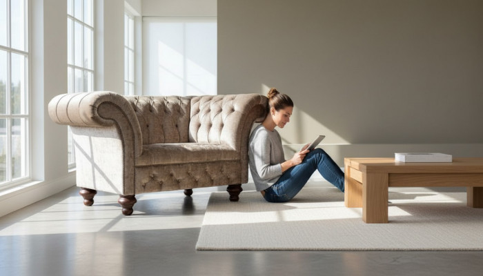 Chesterfield Fotel Couch 1 miejsce do siedzenia Sofa Włókienniczy Materiał Kanapy Podkładka Nowość