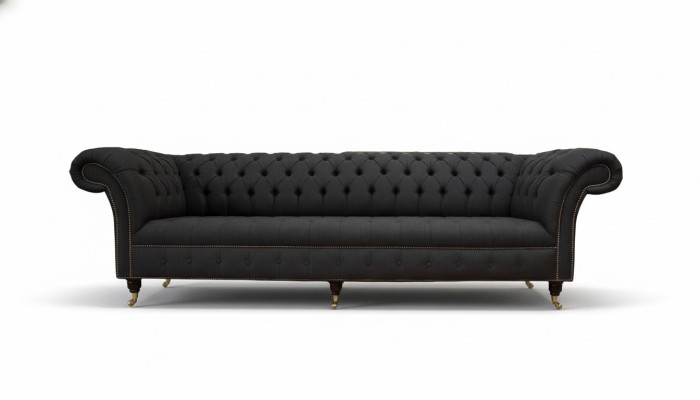 Sofa Chesterfield 4 miejsce do siedzenia Czarny Material Living Room Design Couch Podkładka
