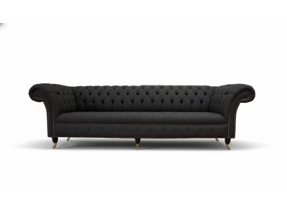 Sofa Chesterfield 4 miejsce do siedzenia Czarny Material Living Room Design Couch Podkładka