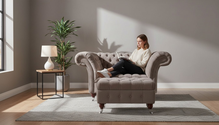 Chesterfield Sofa Couch 1 miejsce do siedzenia Luksusowe Włókienniczy Materiał Kanapy Podkładka Nowość