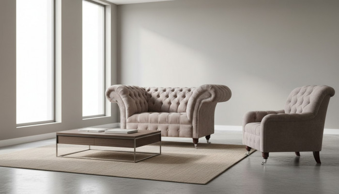 Chesterfield Sofa Couch 1 miejsce do siedzenia Luksusowe Włókienniczy Materiał Kanapy Podkładka Nowość